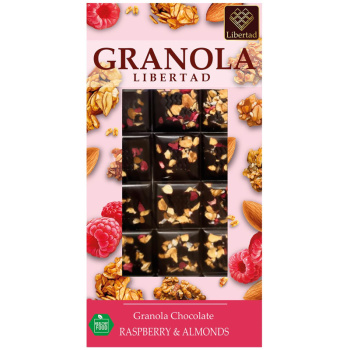 Шоколад горький Libertad Granola с гранолой, малиной и миндалём 70% какао, 80г