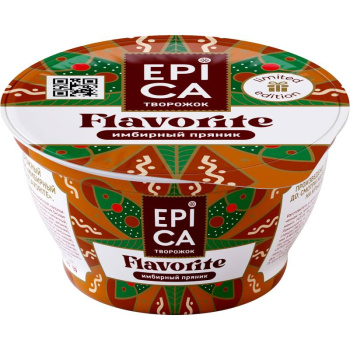 Десерт творожный Epica Flavorite Имбирный пряник 7,6% БЗМЖ, 130г