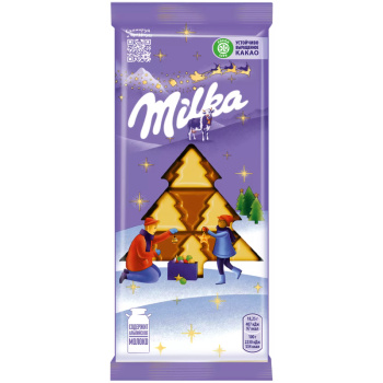 Шоколад молочный Milka с белым шоколадом Ёлочки, 73г