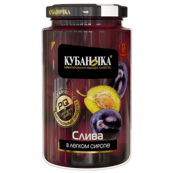 Слива в легком сиропе Кубаночка, 520г 