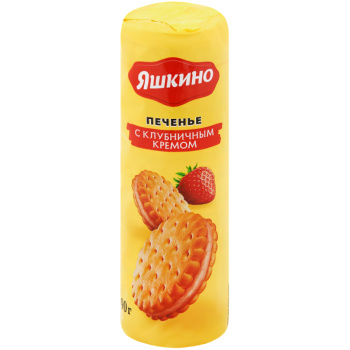Печенье затяжное Яшкино с клубничным кремом, 190г