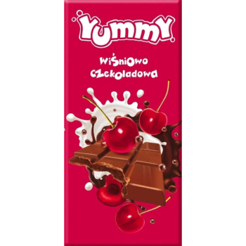 Шоколад молочный Yummy с шоколадно-вишневой начинкой, 100г
