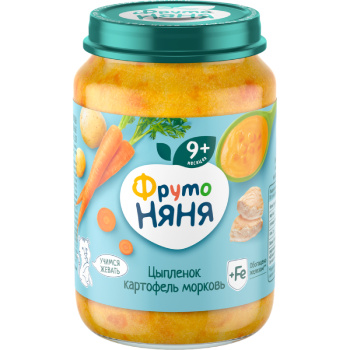 Пюре ФрутоНяня овощемясное Картофель с овощами и цыплёнком, 190г