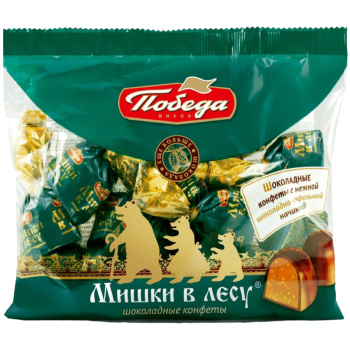 Набор конфет Мишки в лесу Победа вкуса с начинкой и вафельной крошкой, 250г