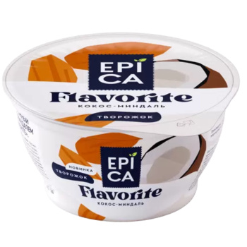 Десерт Epica Flavorite творожный кокос и миндаль 8,9% БЗМЖ, 130г