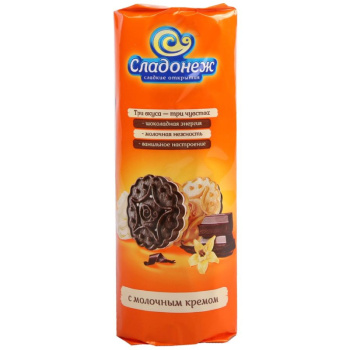 Печенье-сэндвич Сладонеж с начинкой с молочным кремом, 230г