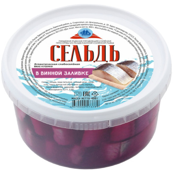 Сельдь филе-кусочки в винной заливке Фрегат, 400г
