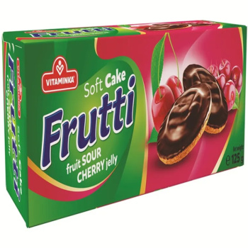 Печенье бисквитное Frutti Vitaminka с вишневым желе в шоколаде, 125г 