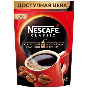 Кофе Нескафе Классик с добавлением молотого 60г